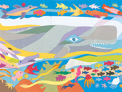 Ashley Bryan, American, born 1923, All creatures GREAT and small, 2009, Final illustration for All Things Bright and Beautiful (Atheneum Books for Young Readers, 2010)
Cut-paper collage on paper. Collection of the Ashley Bryan Center
