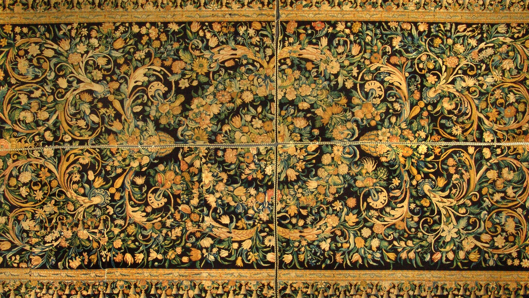 The ‘Einsiedeln Turkish Rug’ is said to have been seized by Emperor Leopold I of Austria in 1683 and donated to the abbey. Einsiedeln Abbey, art collection. Photo: Robert Rosenberg