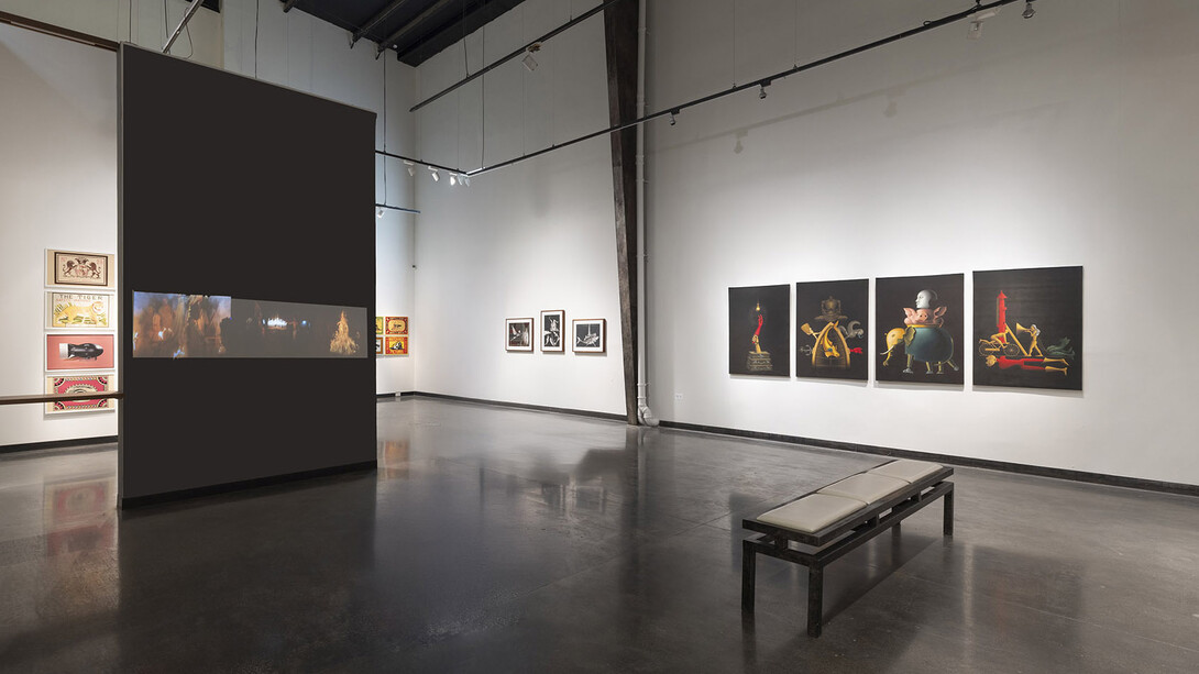 KM Madhusudhanan, The shape of the sky a rectangle, exhibition view. Courtesy of 1x1 Art Gallery