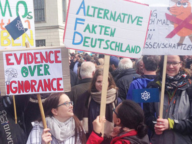Roughly 11,000 people supporting the international Science March filled the street outside Humbolt University - Berlin on April 22nd. The international protest was in support of funding for climate change research and keeping political interference out of scientific research, Germany