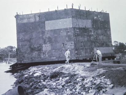 Te tūhononga o Waitematā bridging the Waitematā, piece in exhibition. Courtesy of MOTAT