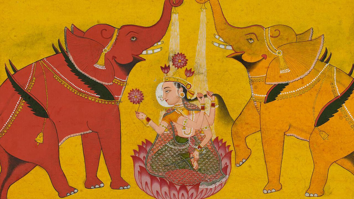 Gajalakshmi (the goddess of good fortune) (detail), India, about 1780. Courtesy of British Museum