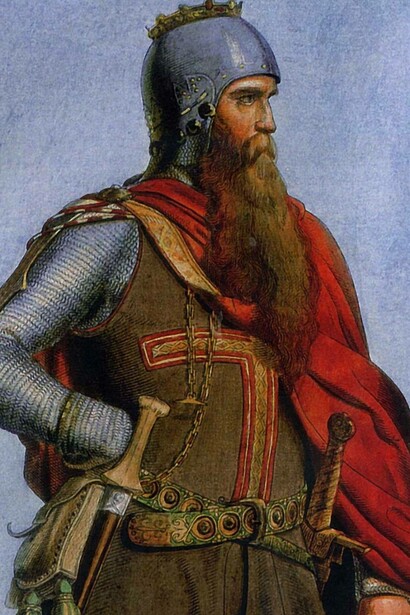 L'imperatore Federico I, detto “Barbarossa”. Lastra di rame colorata di Christian Siedentopf (1847)