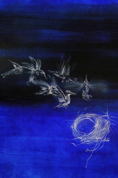Francine Fox, Dawning, 2013, watercolor, gouache, and white charcoal on paper, 13.5 x 10.25 inches