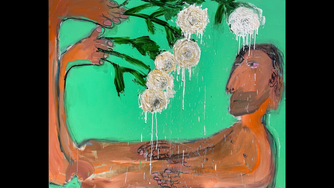 Aaron Maier-Carretero, bloom, 2023, oil on canvas, 48x60 inches. Courtesy the artist and Luis De Jesus, LA