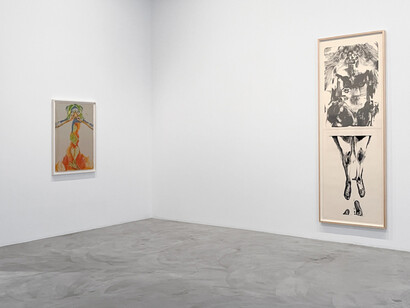 Marisol, Works on paper, exhibition view. Courtesy of Matthew Marks Gallery