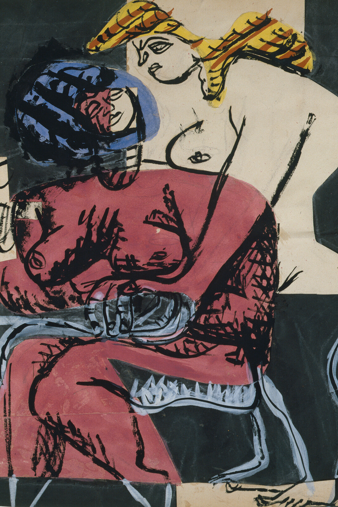 Deux Femmes, 1948, Collage, gouache, encre et mine de graphite sur papier, 48,5 x 36,7 cm © Fondation Le Corbusier, Paris, 2015, Courtesy Galerie Eric Mouchet – Galerie Zlotowski