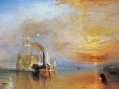 The Fighting Temeraire tugged to her last berth to be broken up, 1838