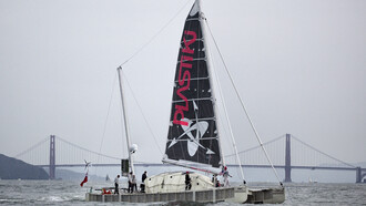 The Plastiki, sailing in San Francisco