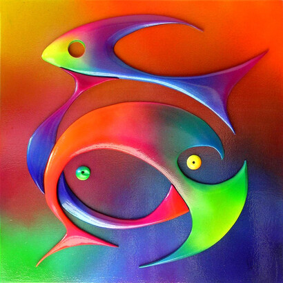 Georges Castille, Great Blue Ocean, Acrylic on Wood Panel, 23.5" x 23.5"