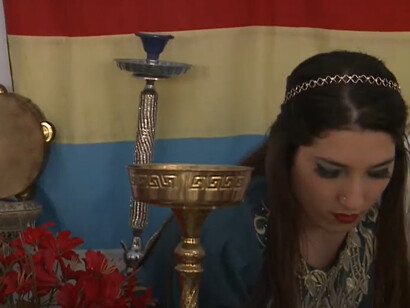 A woman dressed in traditional Lebanese clothes during a celebration of Lebanese culture in Buenos Aires