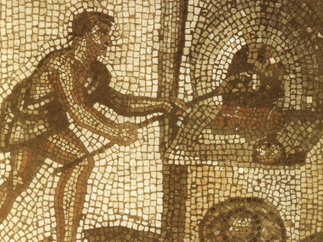 Esclavos en un mosaico romano