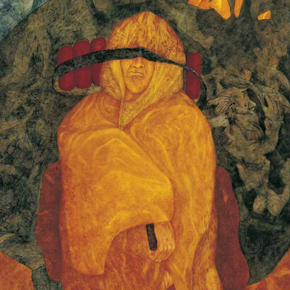Agostino De Romanis, Belts That Blindfold the Sight, oil on cardboard, 120 x 80 cm, 2003, detail
