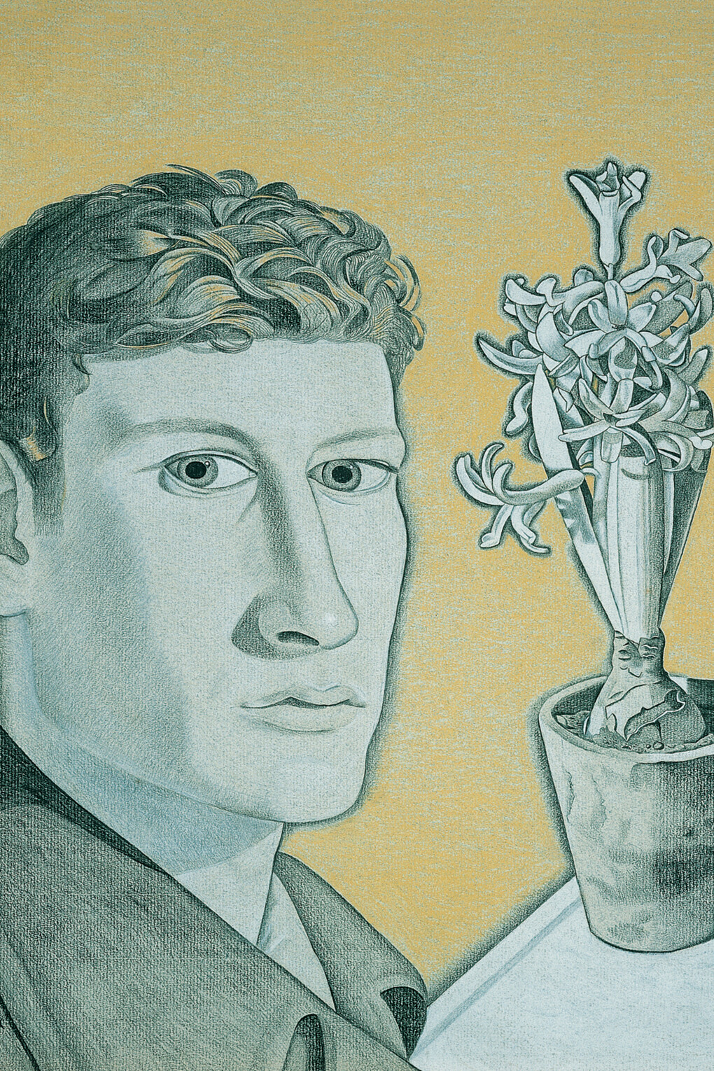 Lucian Freud, Self-portrait with Hyacinth in pot, 1947-48, courtesy of Pallant House Gallery