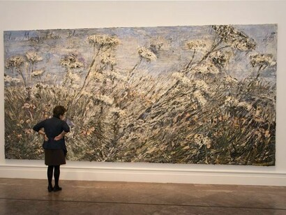 Installation view of Anselm Kiefer, German, , born 1945, der Morgenthau Plan, 2012, Emulsion and acrylic on photograph on canvas, Overall: 110 x 224 inches (279.4 x 568.96 cm). Photograph by Tom Loonan