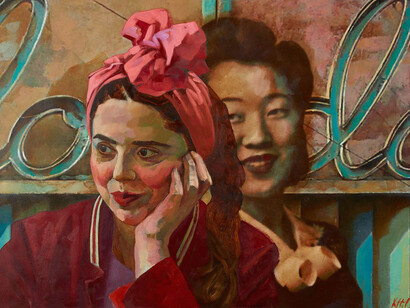 Borodino, 2019, oil on 310g Hahnemühle paper on panel, 39 3/8 x 61 1/2 inches