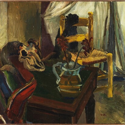 Renato Guttuso, Sedia, cranio e tavolo verde,1938