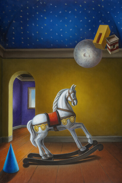 Palumbo Ciro, La stanza dei giochi, 2021, olio su tela, 70x60 cm