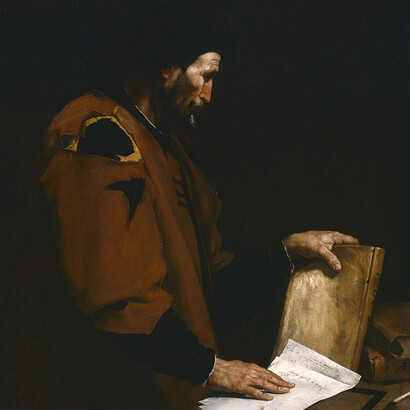 Jusepe de Ribera, Aristóteles. Óleo sobre lienzo, 1637. Museo de Arte de Indianápolis, Estados Unidos