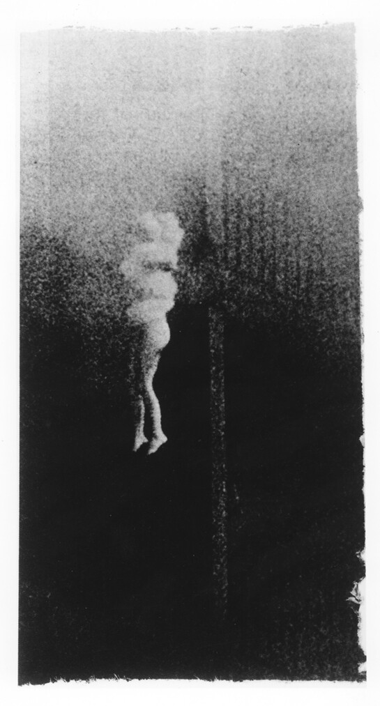 Unidentified Woman, Hotel Corona de Aragon, Madrid, from the “Stills” series, 1980. Black-and-white mural print, 78 x 42 in (198.1 x 106.6 cm)