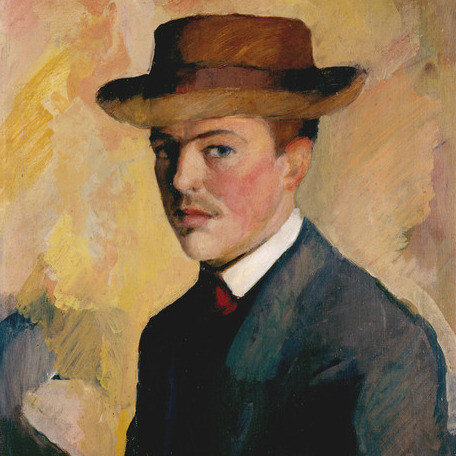 August Macke, Selbstbildnis mit Hut, 1909
