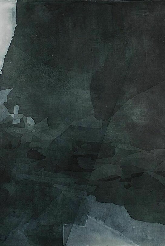 Eric Blum, Untitled No. 680, 2013, Ink, silk, and beeswax on panel, 30 x 24 in.