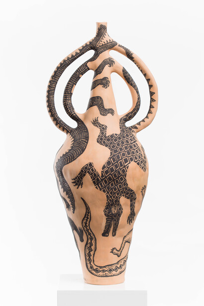 The colour of the sunbaked Earth, a vessel from the Topographic Heart Stone and Epiphanic series, photographed by Driaan Claassen