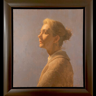Jacob Collins, Heidi, 2023, oil on canvas, 20 x 17 7/8 inches. Courtesy the artist and Adelson Galleries