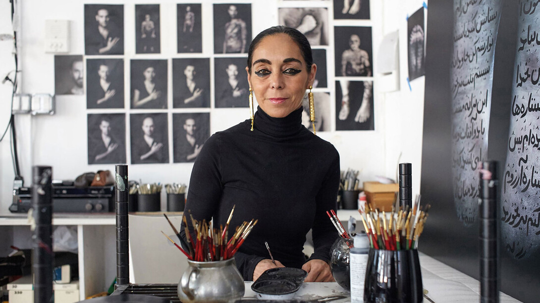 Shirin Neshat is an Iranian visual artist who lives in New York City, known primarily for her work in film, video and photography