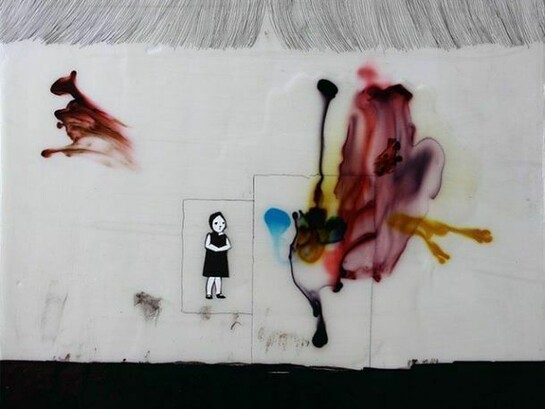 Neil Farber, Child, Untitled, acrylic and ink on birch panel, 16h x 20w in.