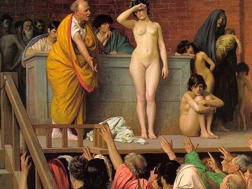 Jean-Léon Gérôme, Il mercato degli schiavi nell'antica Roma, 1884. Hermitage, San Pietroburgo, Russia