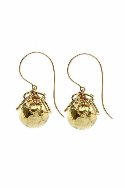 Bauhaus Bluebells, amethyst and 18 ct yellow gold earrings