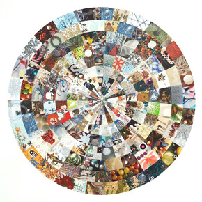 Josette Urso, SnowBird, 2014, paper collage on paper, 36 x 36 inches