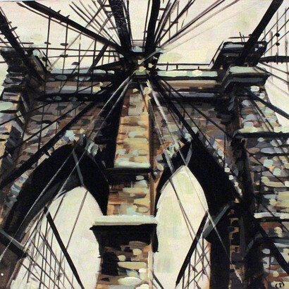 Eryn O'Neill, Brooklyn Bridge, 12 x 12. Oil on canvas