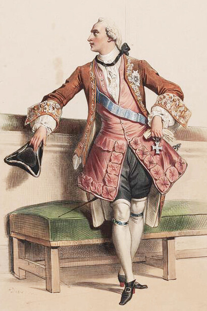 Achille Devéria, Historical Costumes: Courtier under Louis XV, No. 59