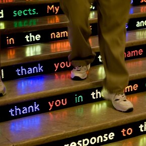 Jitish Kallat, Public notice 3, exhibition view. Courtesy of the Art Institute of Chicago