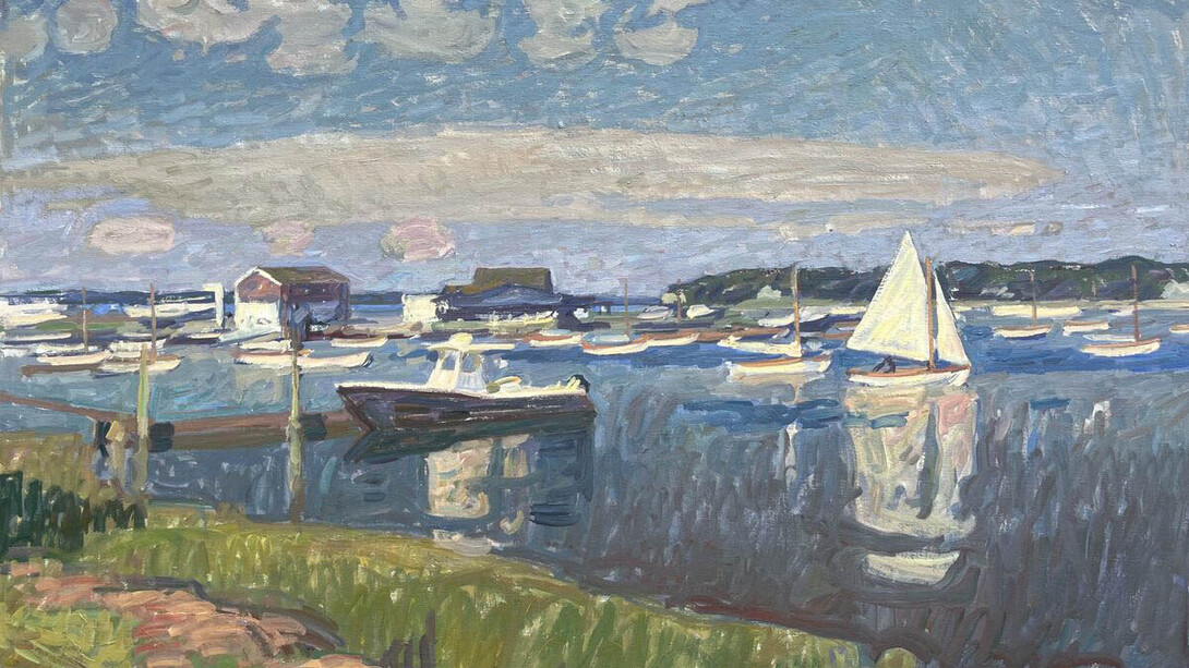 Ben Fenske, Dering harbor sailboats (detail), 2025. Courtesy of Grenning Gallery