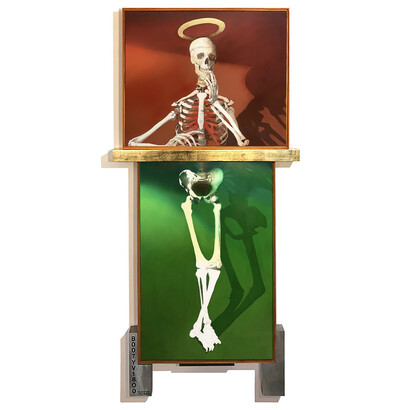 Kyung Tae Kim, Itinerant Thoughts, 2015 - 2023, mixed media 70x32x4 inches. Courtesy of the artist and Space 776, NYC 