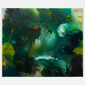 Mary Weatherford,
Small Terracotta Event, 2023.
Flashe on linen,
79 x 93 inches (200.7 x 236.2 cm).
© Mary Weatherford.
Photo: Fredrik Nilsen Studio.
Courtesy the artist and Gagosian