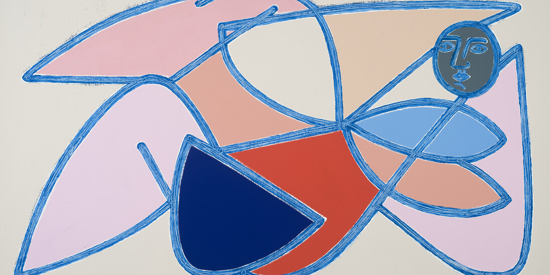 America Martin, Butterfly Woman, Oil & Acrylic on Canvas, 45 3/4 × 76 in 116.2 × 193 cm. Courtesy of Joanne Artman Gallery