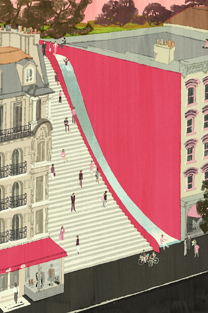 Tatsuro Kiuchi, "Fill in the Blank", Block Magazine Spring 2016, digital. Courtesy of The Museum of Illustration at the Society of Illustrators