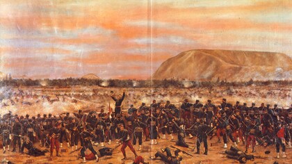 Óleo de Juan Lepiani titulado «El tercer reducto» (1894) que representa una escena de la batalla de Miraflores, entre fuerzas de Chile y Perú, en el marco de la Campaña de Lima, durante la Guerra del Pacífico que enfrentó a Chile contra Perú y Bolivia, y una de cuyas consecuencias fue que Bolivia aceptara la cesión del litoral boliviano a Chile