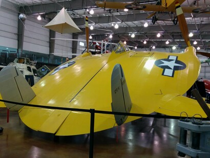 Restored Vought V173 "Flying Pancake" rear view at the Frontiers of Flight Museum in Dallas, Texas, United States