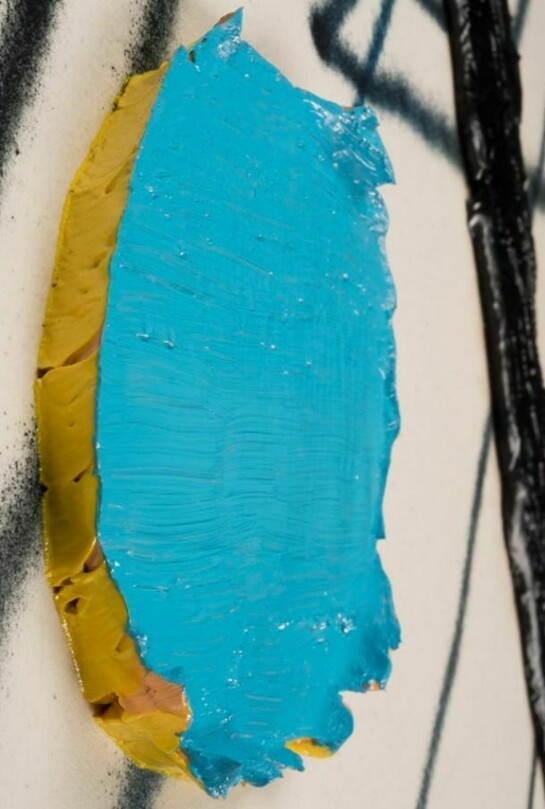 Trudy Benson, XO, 2013, acrylic, spray paint & oil on canvas, 54x50" / 137.2x127cm