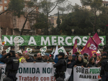 In Madrid, the Spanish capital, people got together to protest against the trade agreement between the European Union and Mercosur