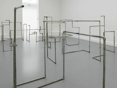 Sheela Gowda, Some Place, 2005, Plumbing pipes, sound apparatus, Exhibition view, Open Eye Policy, Van Abbemuseum, Eindhoven, 2013, Courtesy of the artist and Galleryske, Bangalore, © Peter Cox