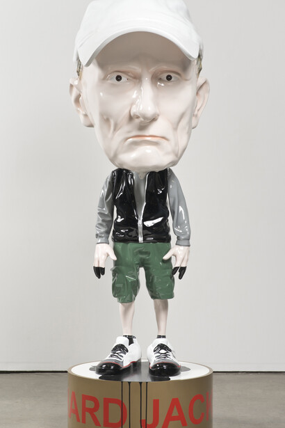 Richard Jackson, Bobble Head, 2013, Epoxy fiberglass, paint, electronics, 230 x 73 x 108 cm / 90 1/2 x 28 3/4 x 42 1/2 inches, Edition of 5, Courtesy of the artist, Hauser & Wirth and Galerie G-P & N Vallois, Paris