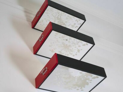 Flat File Globe, 2013 Yupo, foam board, metal cabinet, and plexiglass Nine cabinet files, each 3 3/8 x 17 3/4 x 12 1/8 inches Overall dimensions variable (cabinet files to be hung at equal intervals; minimum distance between each cabinet file is 6 inches)