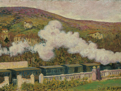 Darío de Regoyos y Valdés. El paso del tren. 1902. Óleo sobre tabla. 35 x 55 cm. Museo Carmen Thyssen Málaga