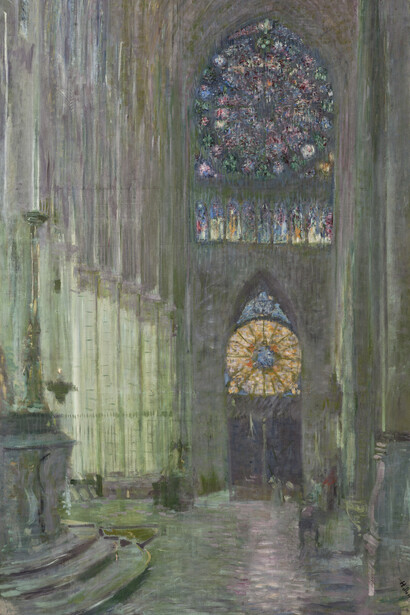 Paul-César Helleu, Interior de la catedral de Reims, h. 1862. Cortesía del Museo Thyssen-Bornemisza